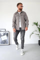 Men's long-sleeve button-up shirt jacket with two chest pockets