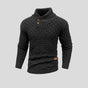 Men's textured knit jumper with high ribbed neck, buttons and long sleeves