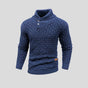 Men's textured knit jumper with high ribbed neck, buttons and long sleeves
