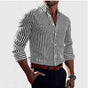 Men's Slim Fit Striped Shirt, Long Sleeve Vertical Stripe Smart Casual Button-Up Shirt