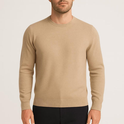 Men's plain crew neck jumper with long sleeves and ribbed trims