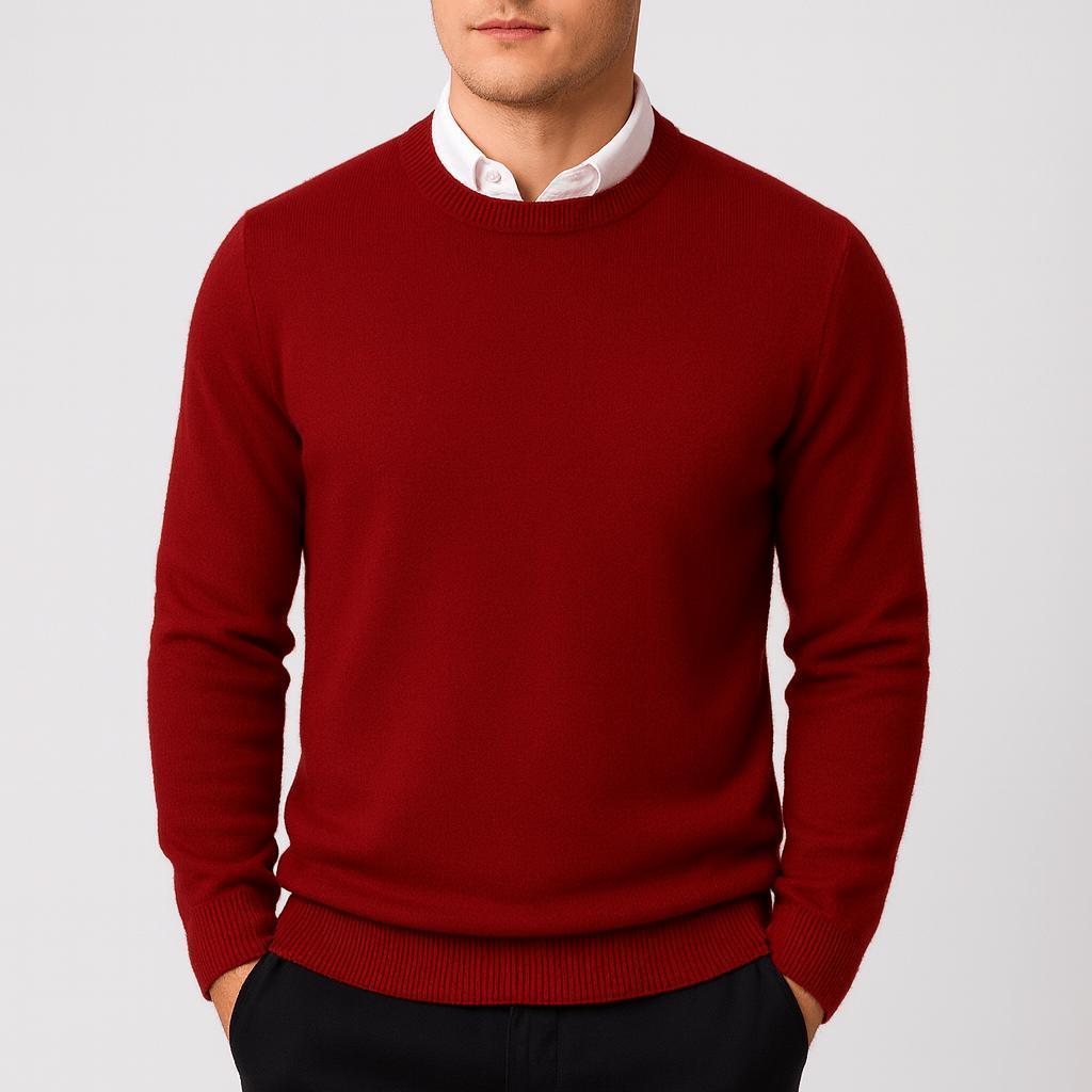 Men's plain crew neck jumper with long sleeves and ribbed trims