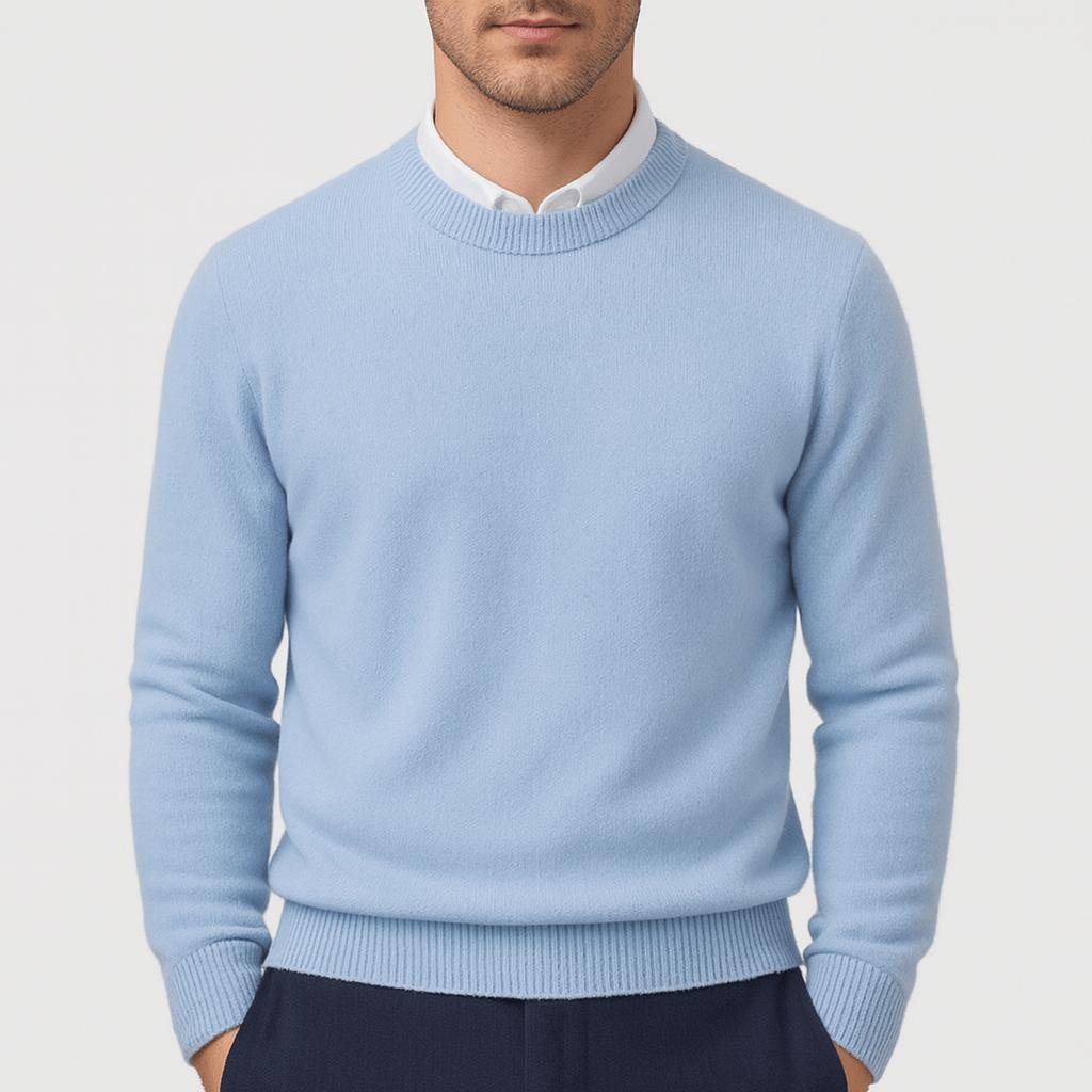 Men's plain crew neck jumper with long sleeves and ribbed trims