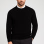Men's plain crew neck jumper with long sleeves and ribbed trims