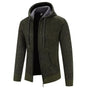 Men's textured knit hooded cardigan with full-zip front and front pockets