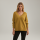 Women's V-neck jumper with long sleeves and ribbed trims