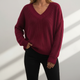 Women's V-neck jumper with long sleeves and ribbed trims