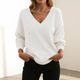 Women's V-neck jumper with long sleeves and ribbed trims
