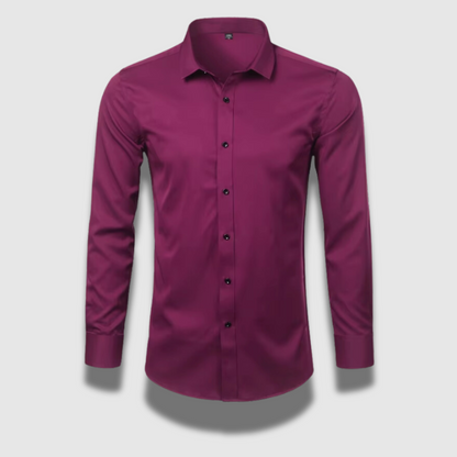 Men's plain long sleeve formal shirt with pointed collar and button front