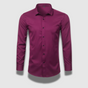 Men's plain long sleeve formal shirt with pointed collar and button front