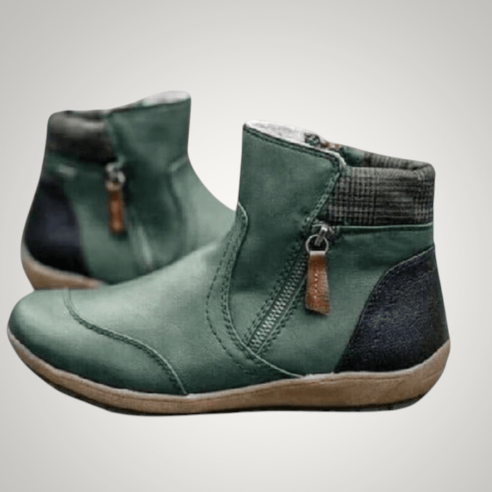 Women's short ankle boots with side zips and textured collars