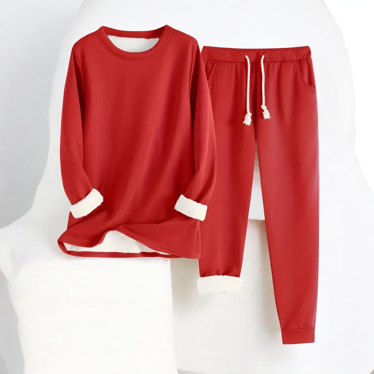 Unisex lounge set with crew neck sweatshirt and drawstring jogger trousers