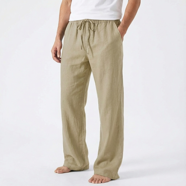 Men's Wide Leg Trousers, Drawstring Waist Relaxed Regular Fit Casual Summer Trousers