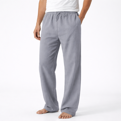 Men's Wide Leg Trousers, Drawstring Waist Relaxed Regular Fit Casual Summer Trousers