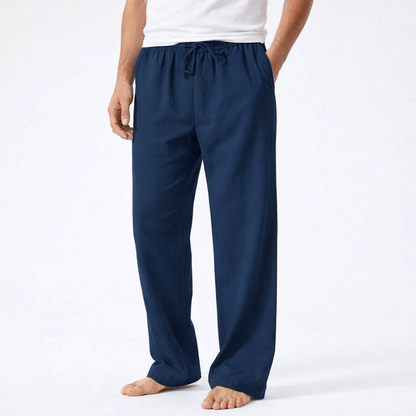 Men's Wide Leg Trousers, Drawstring Waist Relaxed Regular Fit Casual Summer Trousers