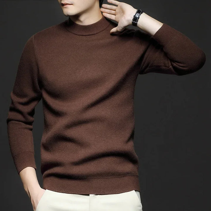 Men's mock neck knit sweater with ribbed trim