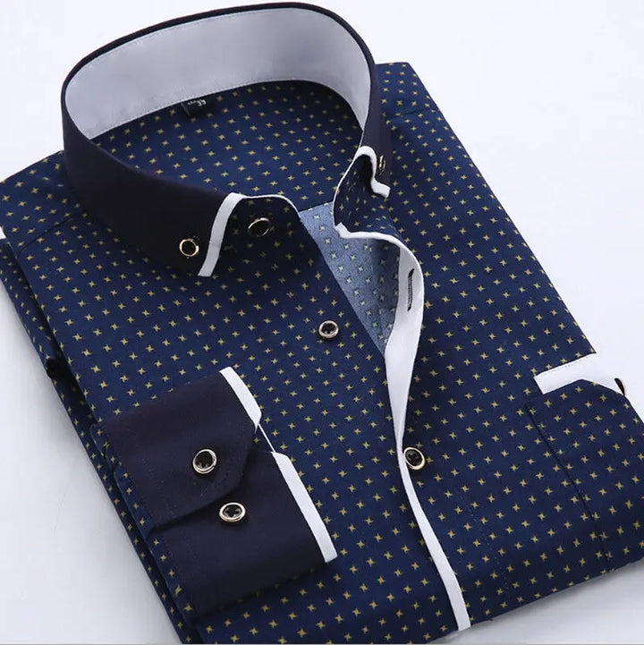 Men's Long Sleeve Shirt, Slim Fit Cotton Blend Button-Down Smart Casual Shirt