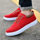 Men's low-top lace-up sneakers with white soles