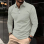 Men's long sleeve collared polo shirt with button placket