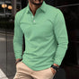 Men's long sleeve collared polo shirt with button placket