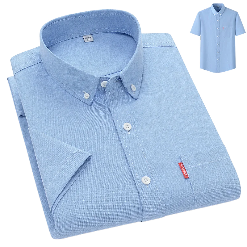 Men's Lightweight Cotton Shirt, Relaxed Fit Breathable Button-Up Summer Shirt Long Sleeve