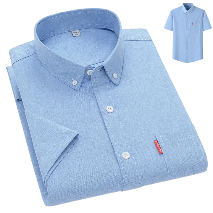 Men's Lightweight Cotton Shirt, Relaxed Fit Breathable Button-Up Summer Shirt Long Sleeve
