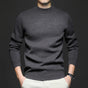 Men's plain mock-neck sweater with ribbed trims