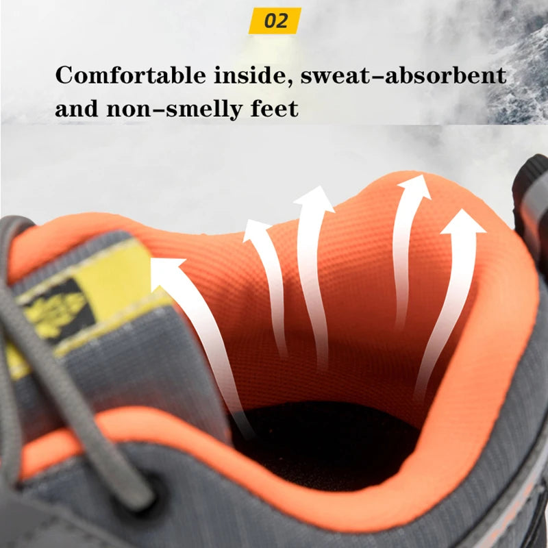 Men's low-cut lace-up hiking shoes with textured panels and rugged treaded soles