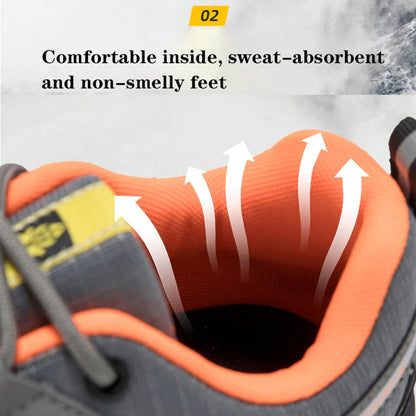 Men's low-cut lace-up hiking shoes with textured panels and rugged treaded soles