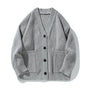 Ribbed knit cardigan with V-neck, buttons and two front pockets