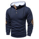 Men's textured hooded jumper with button placket and long sleeves
