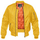 Men's quilted bomber jacket with zip front and ribbed trims