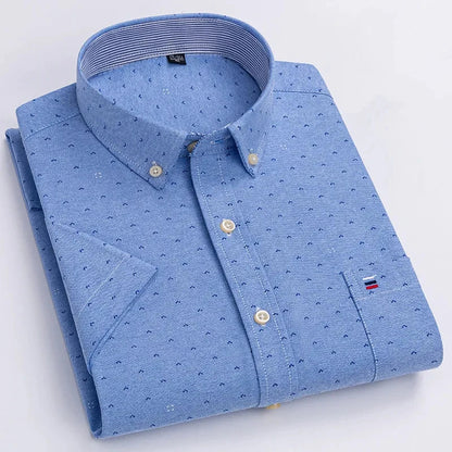 Men's Cotton Shirt, Tailored Fit Breathable Button-Up Business Casual Long Sleeve Shirt