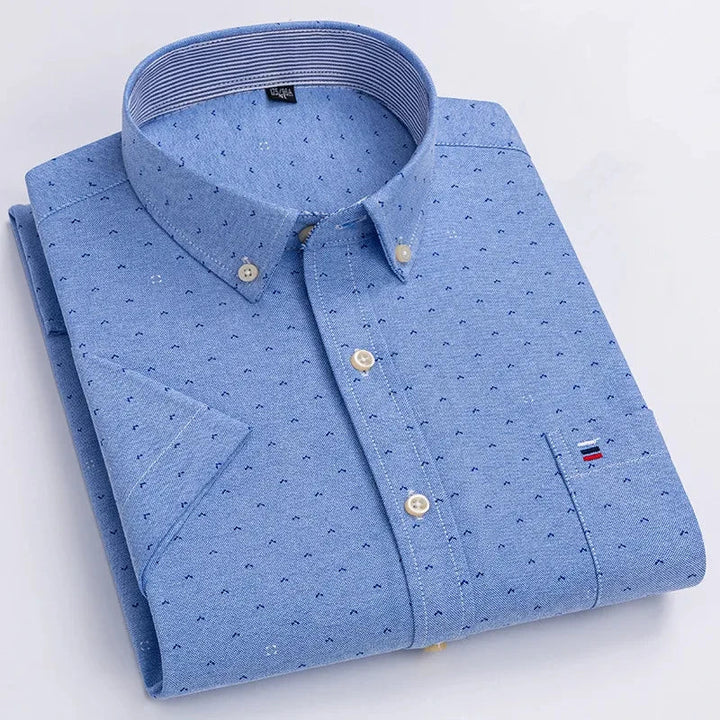 Men's Cotton Shirt, Tailored Fit Breathable Button-Up Business Casual Long Sleeve Shirt