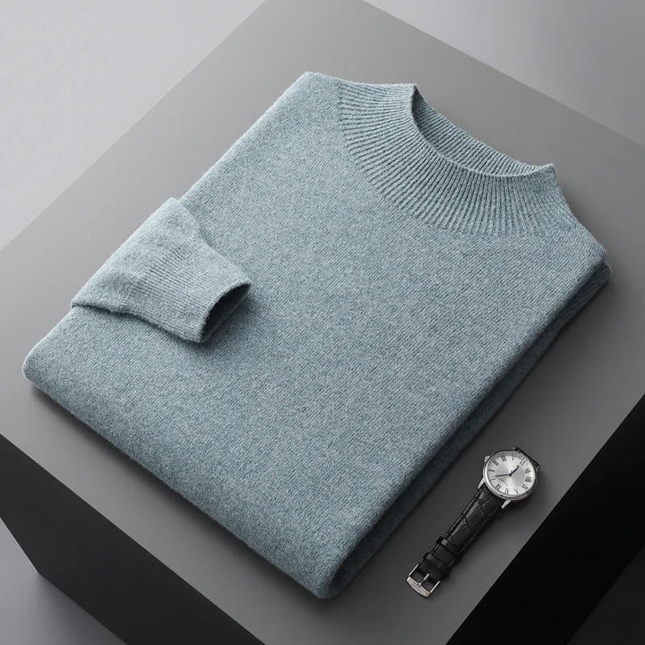 Men's plain crew neck knit sweater with ribbed trim
