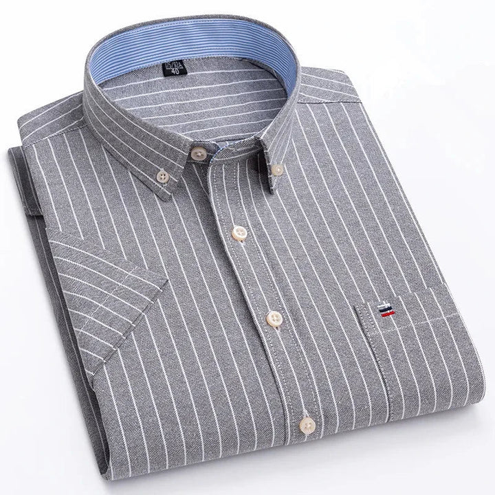 Men's Cotton Shirt, Tailored Fit Breathable Button-Up Business Casual Long Sleeve Shirt