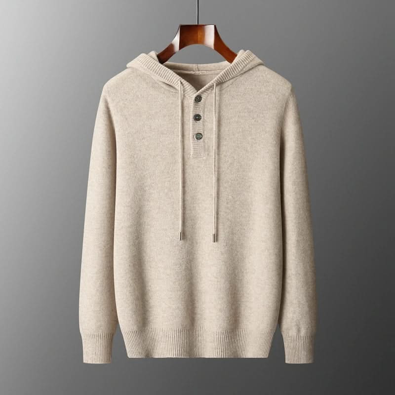 Button front hoodie with drawstring hood and ribbed trims