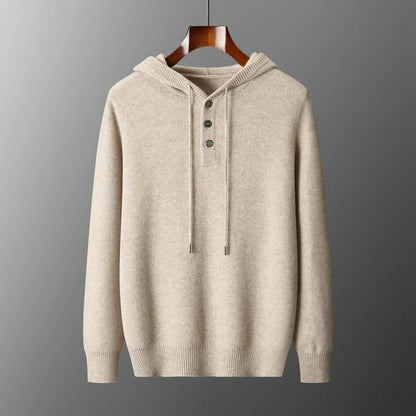 Button front hoodie with drawstring hood and ribbed trims