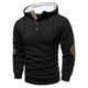 Men's textured hooded jumper with button placket and long sleeves