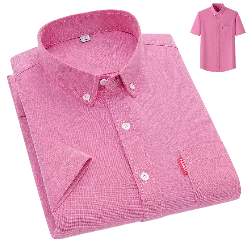 Men's Lightweight Cotton Shirt, Relaxed Fit Breathable Button-Up Summer Shirt Long Sleeve