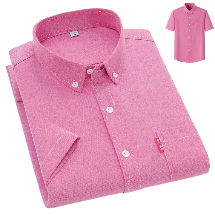 Men's Lightweight Cotton Shirt, Relaxed Fit Breathable Button-Up Summer Shirt Long Sleeve