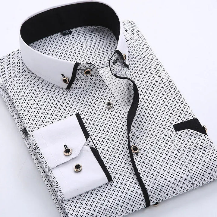 Men's Long Sleeve Shirt, Slim Fit Cotton Blend Button-Down Smart Casual Shirt