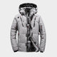 Men's solid winter jacket with long sleeves and zip front