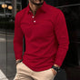 Men's long sleeve collared polo shirt with button placket