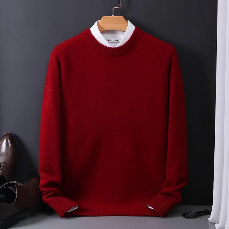 Men's plain crew neck sweater with long sleeves