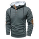 Men's textured hooded jumper with button placket and long sleeves