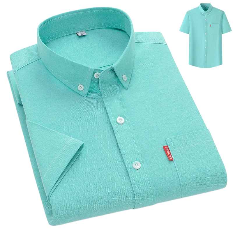 Men's Lightweight Cotton Shirt, Relaxed Fit Breathable Button-Up Summer Shirt Long Sleeve