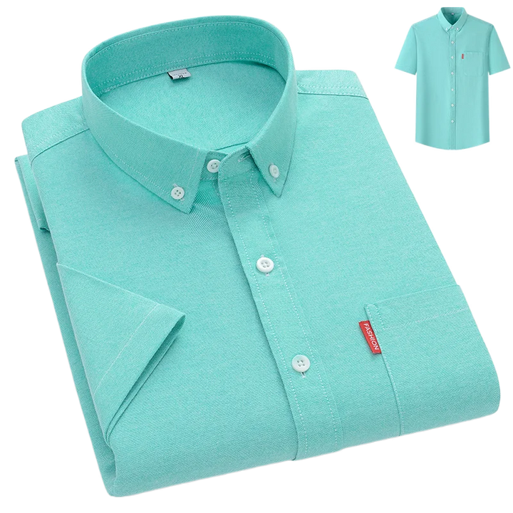 Men's Lightweight Cotton Shirt, Relaxed Fit Breathable Button-Up Summer Shirt Long Sleeve
