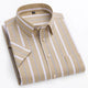 Men's Short Sleeve Cotton Shirt, Slim Fit Breathable Button-Down Casual Summer Shirt