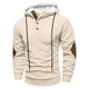 Men's textured hooded jumper with button placket and long sleeves